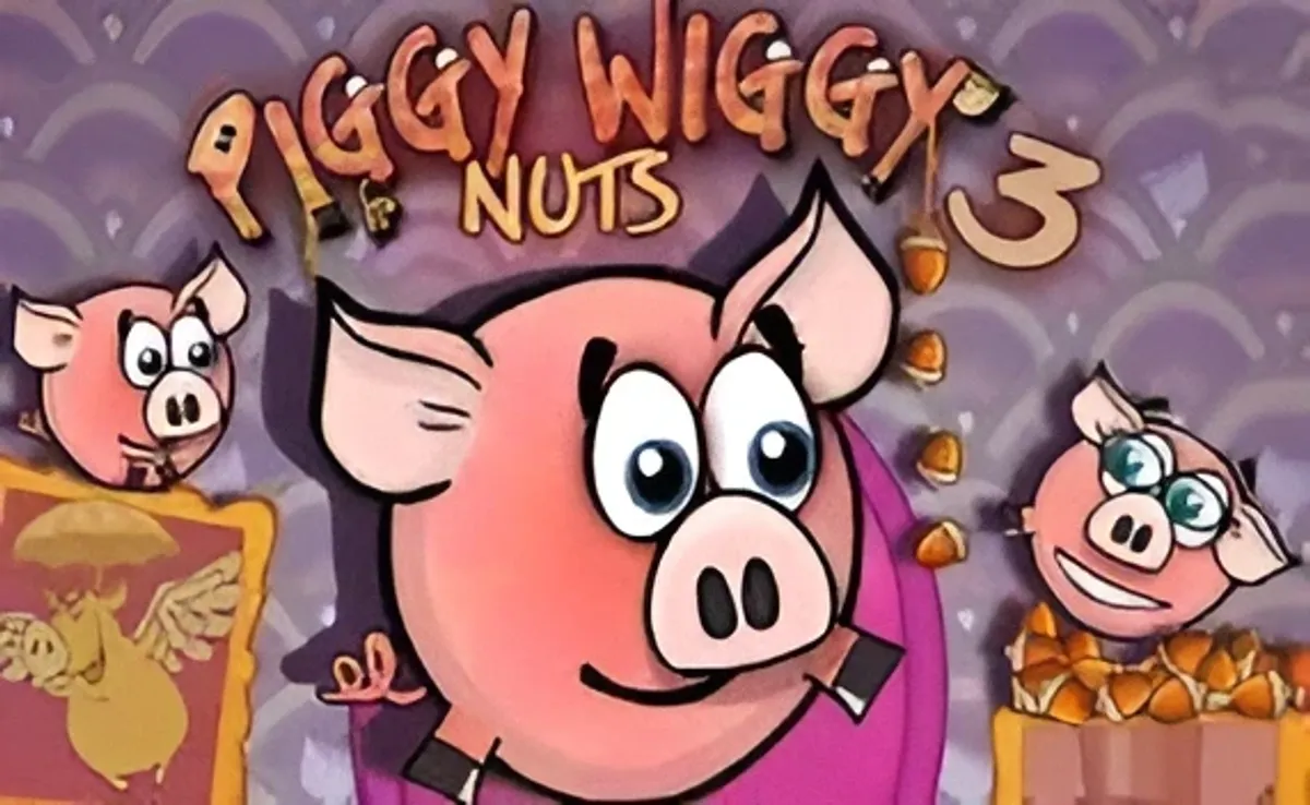 Piggy Wiggy gameplay screenshot showing physics puzzle rope cutting mechanics